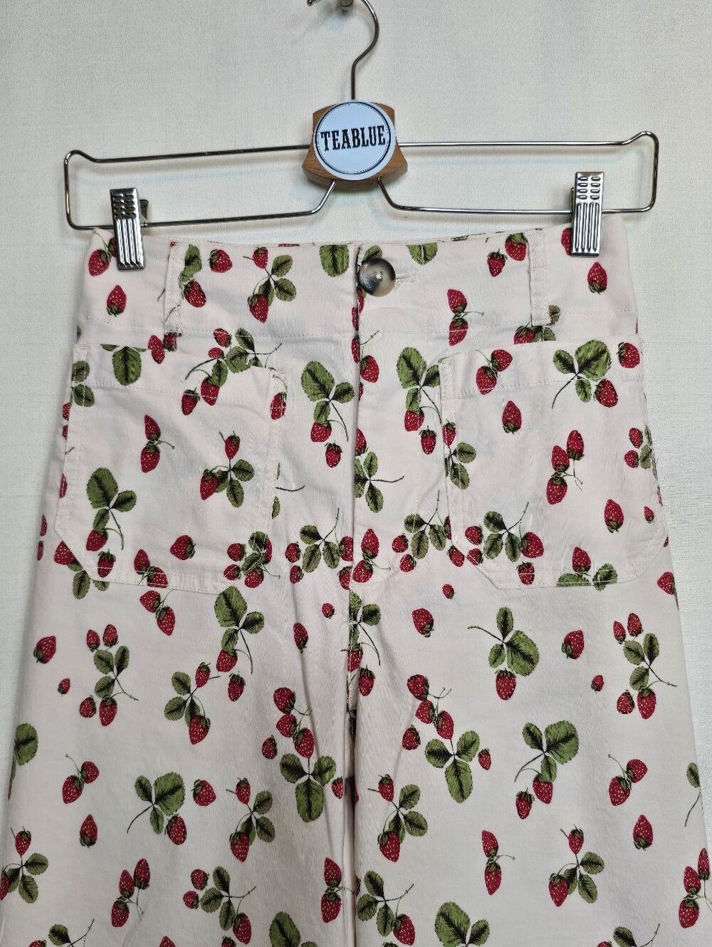 Maeve Colette Crop Wide Leg Linen Blend Pants Strawberry Print Size 25 - Picture 8 of 13